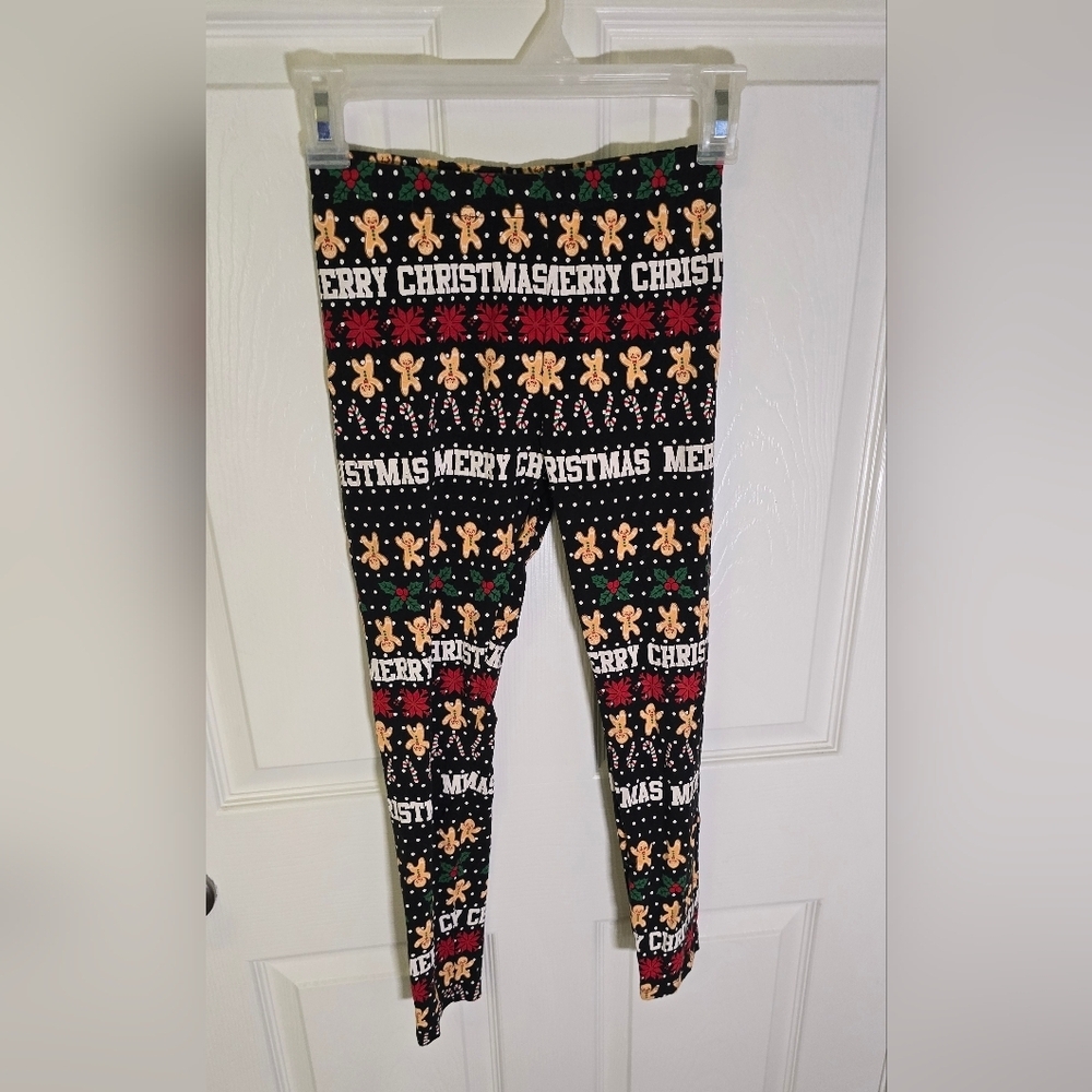 Holiday Time Girls Merry Christmas Print Leggings Large